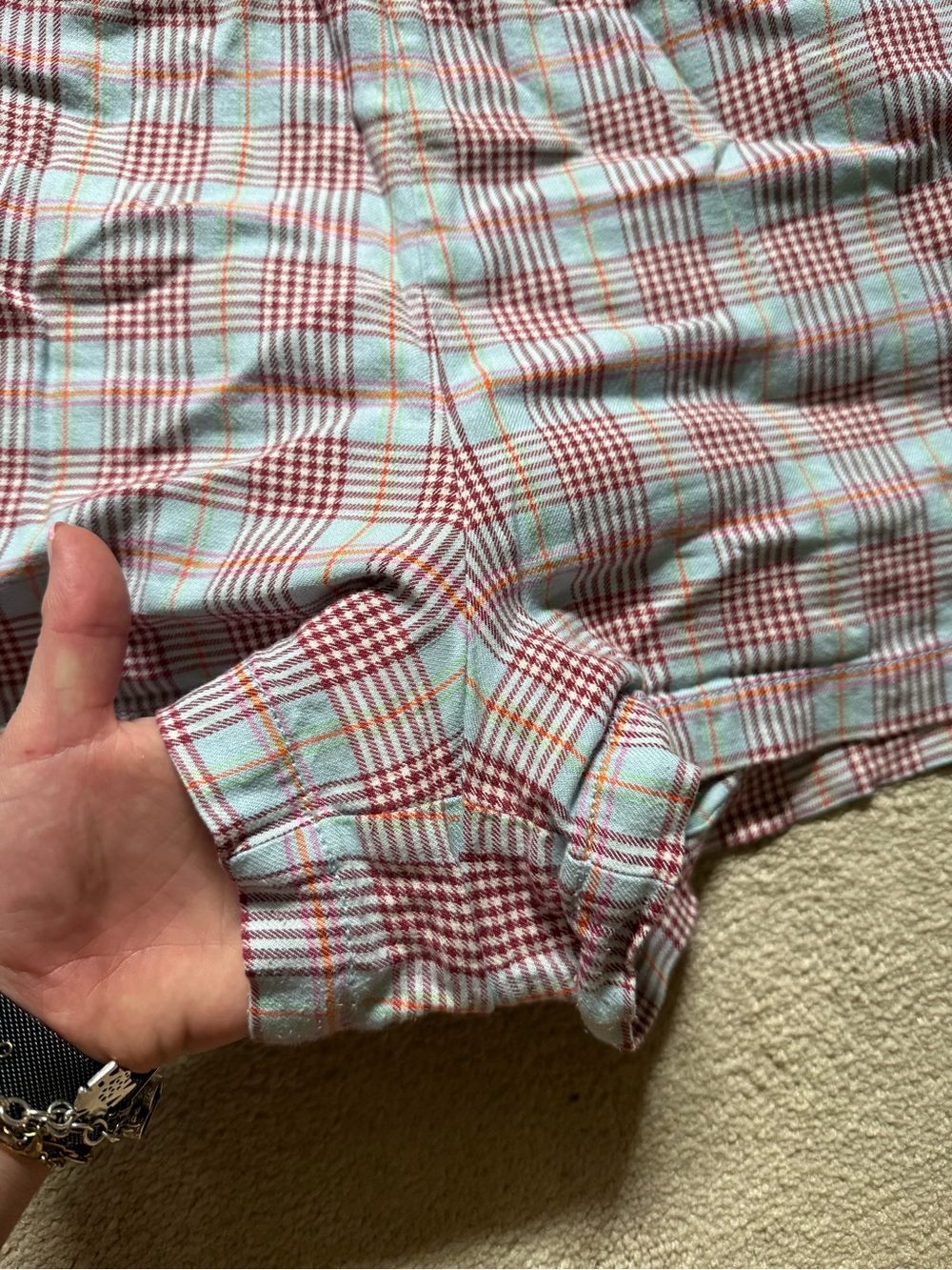 Anthropologie Maeve Light Blue and Raspberry Plaid Shorts size 10 - Picture 4 of 8